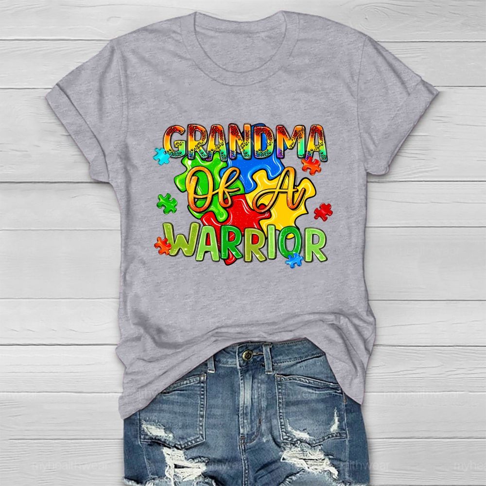 Grandma Of A Warrior  Puzzle Pieces Healthwear T-shirt