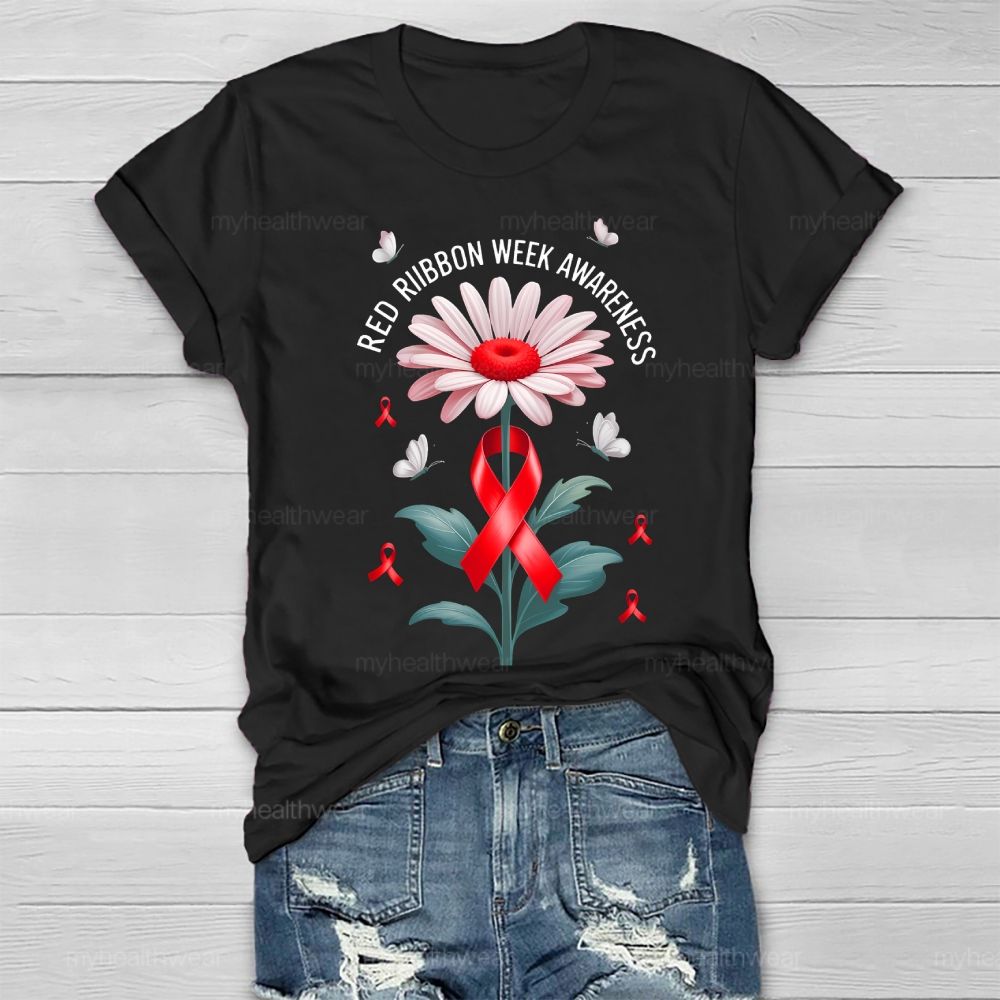 Red Ribbon Week Awareness Healthwear T-shirt