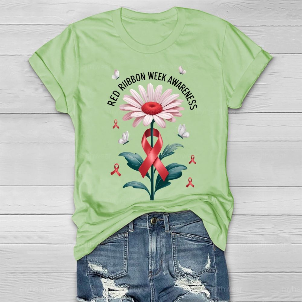 Red Ribbon Week Awareness Healthwear T-shirt