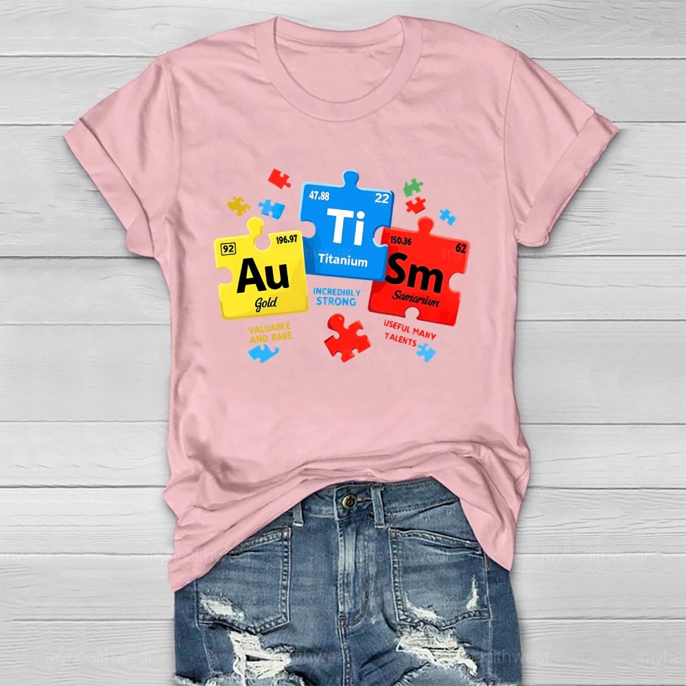 Autism Red Yellow Blue Puzzle Healthwear T-shirt