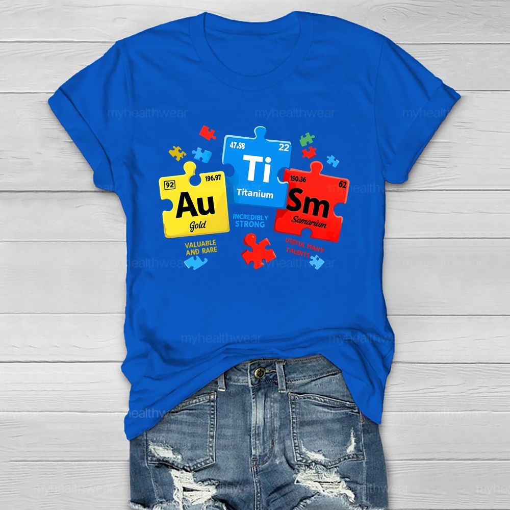 Autism Red Yellow Blue Puzzle Healthwear T-shirt