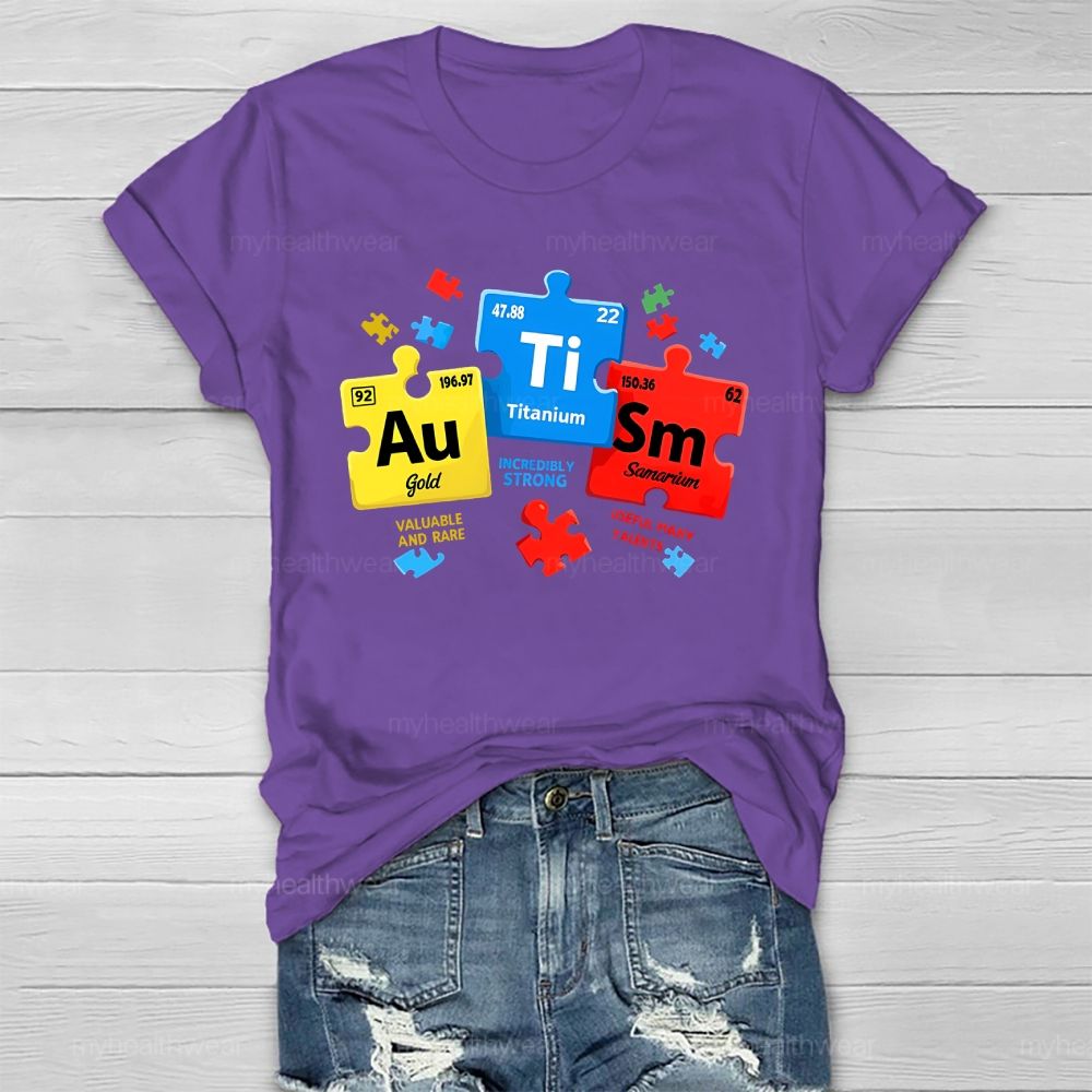 Autism Red Yellow Blue Puzzle Healthwear T-shirt