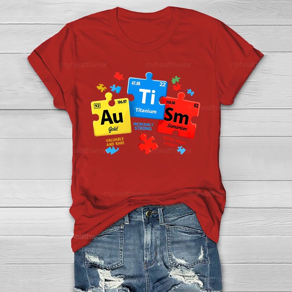 Autism Red Yellow Blue Puzzle Healthwear T-shirt