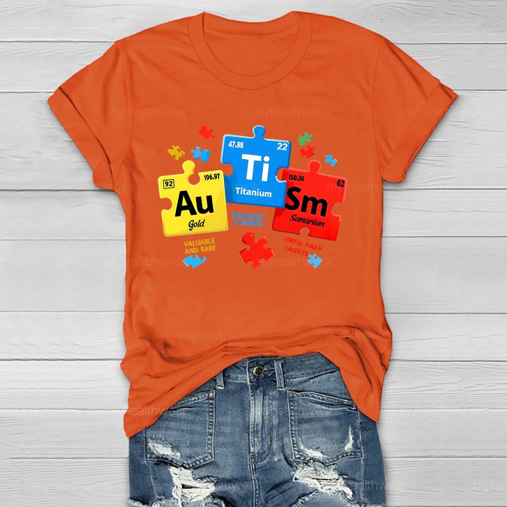 Autism Red Yellow Blue Puzzle Healthwear T-shirt