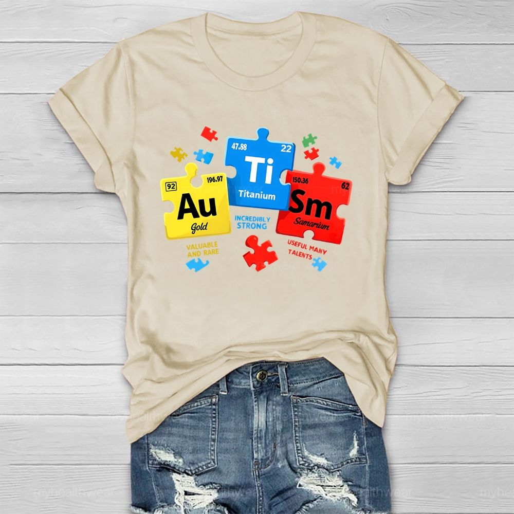 Autism Red Yellow Blue Puzzle Healthwear T-shirt