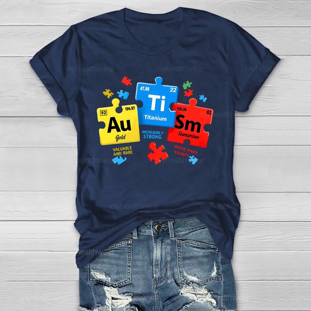 Autism Red Yellow Blue Puzzle Healthwear T-shirt