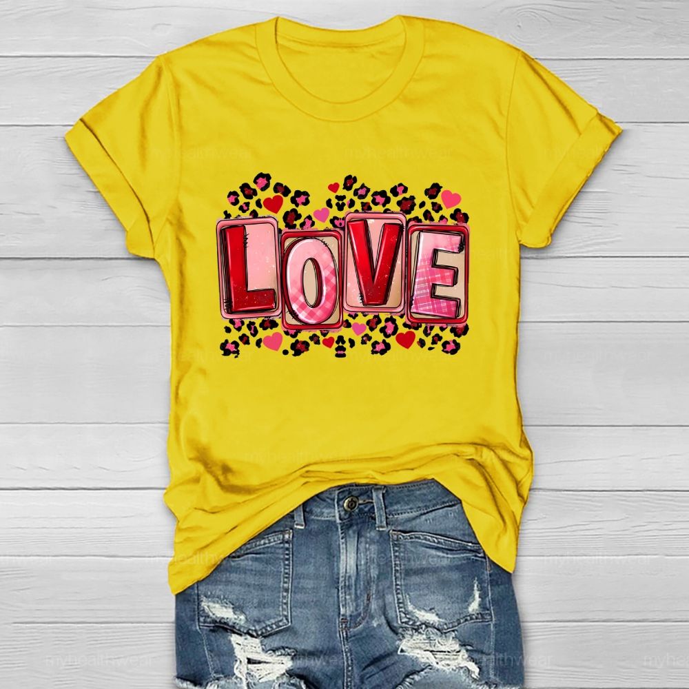 Love Leopard Print Heart Healthwear T-shirt