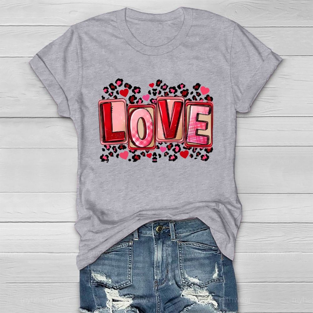 Love Leopard Print Heart Healthwear T-shirt
