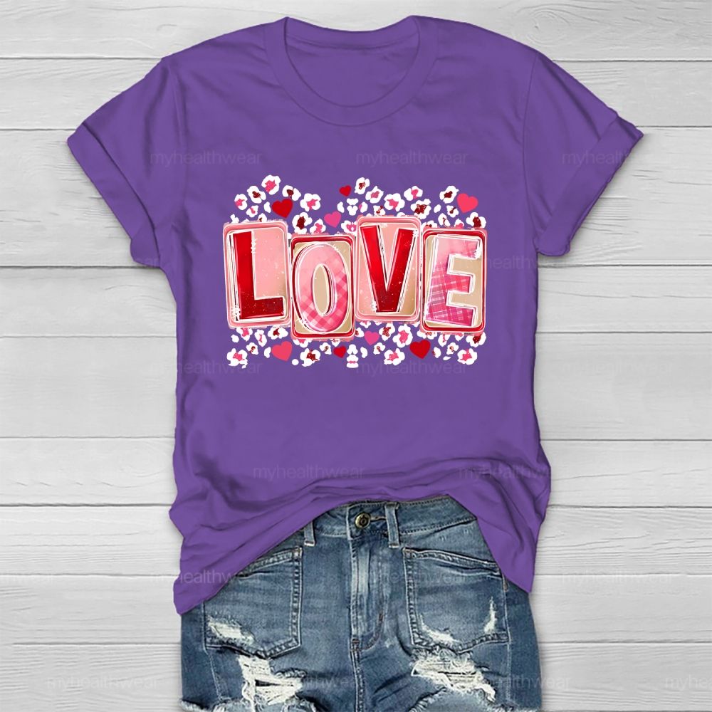 Love Leopard Print Heart Healthwear T-shirt