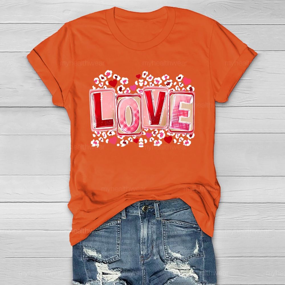 Love Leopard Print Heart Healthwear T-shirt