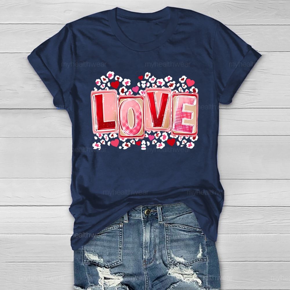 Love Leopard Print Heart Healthwear T-shirt