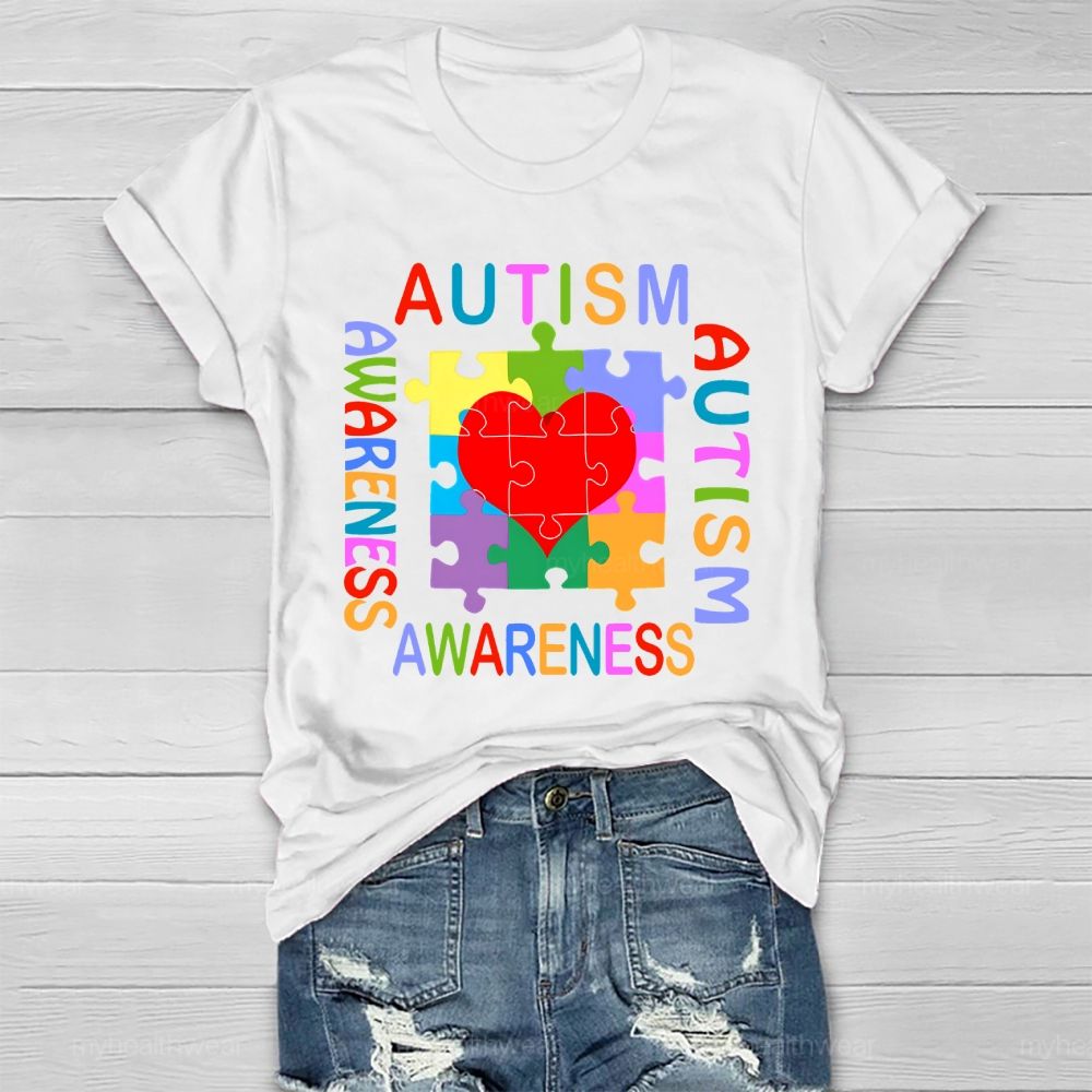 Autism Awareness Heart Puzzle Healthwear T-shirt