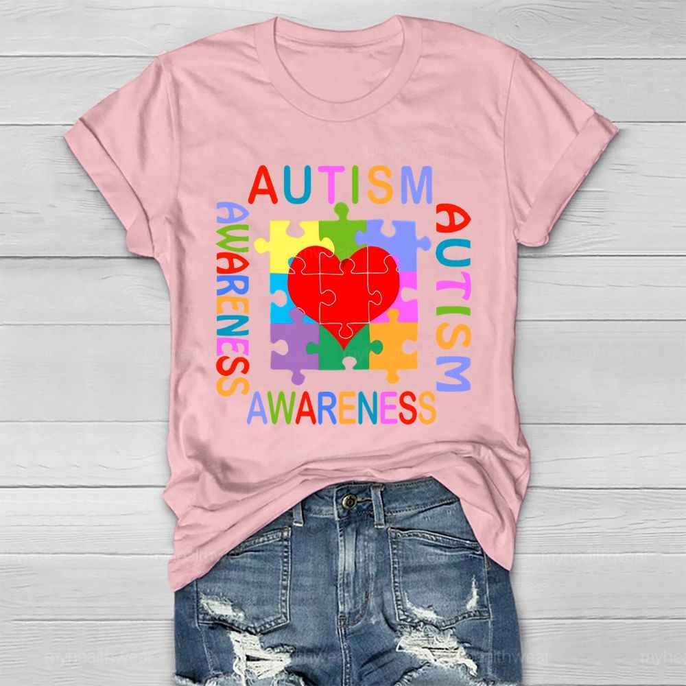 Autism Awareness Heart Puzzle Healthwear T-shirt