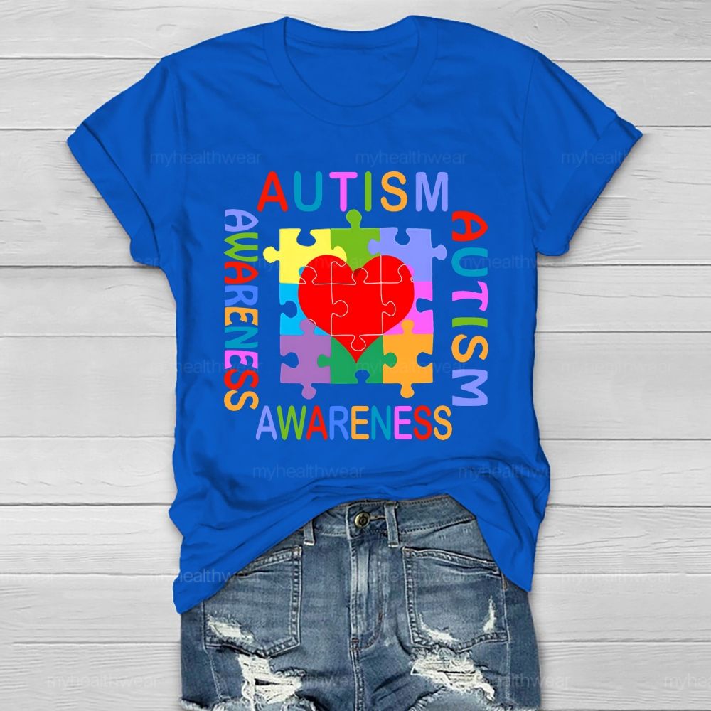 Autism Awareness Heart Puzzle Healthwear T-shirt
