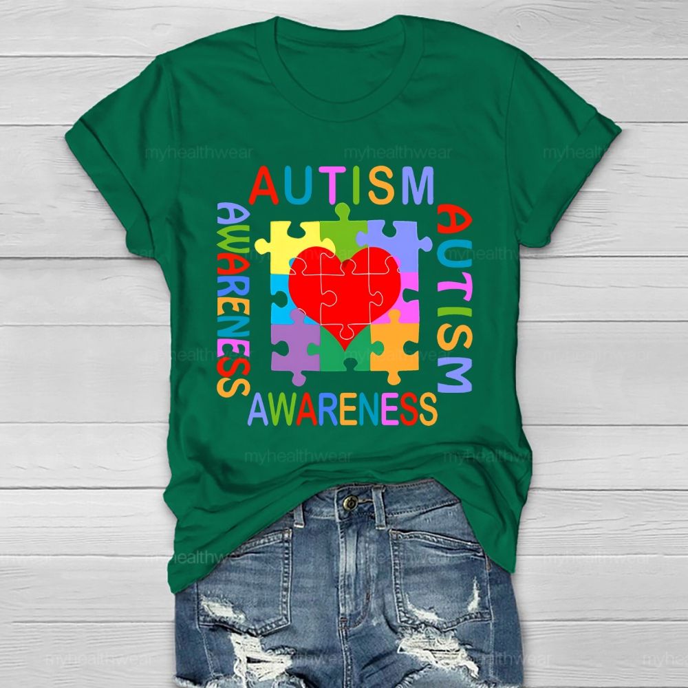 Autism Awareness Heart Puzzle Healthwear T-shirt