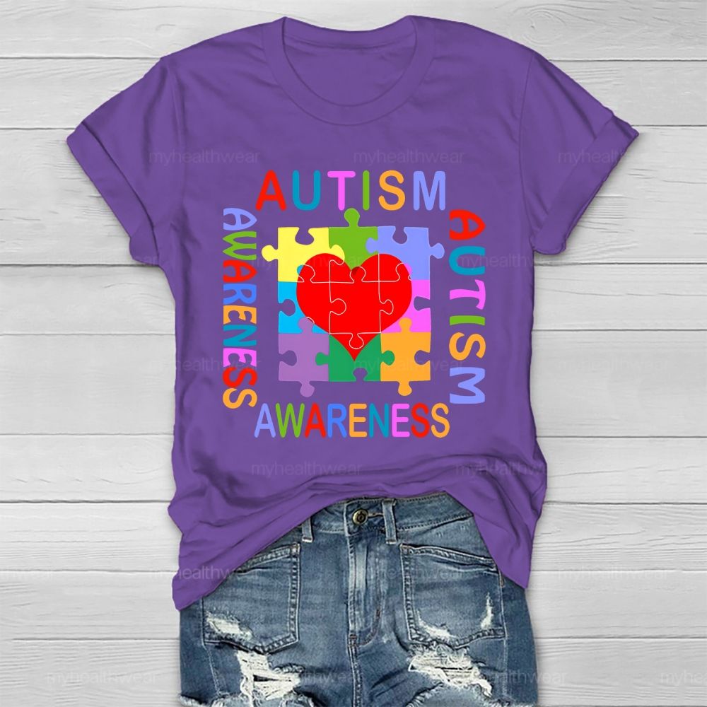 Autism Awareness Heart Puzzle Healthwear T-shirt