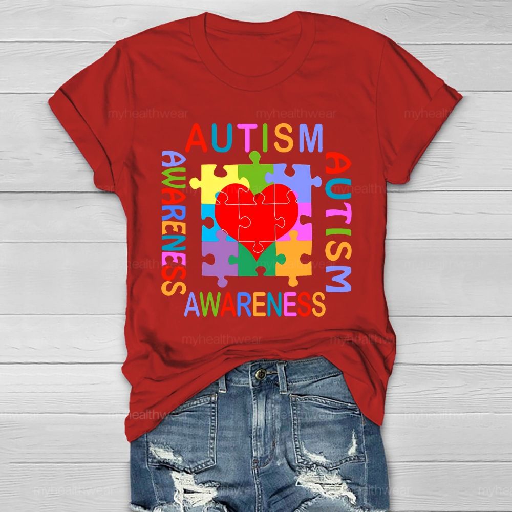 Autism Awareness Heart Puzzle Healthwear T-shirt