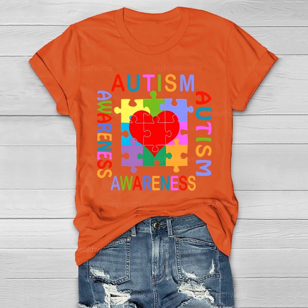 Autism Awareness Heart Puzzle Healthwear T-shirt