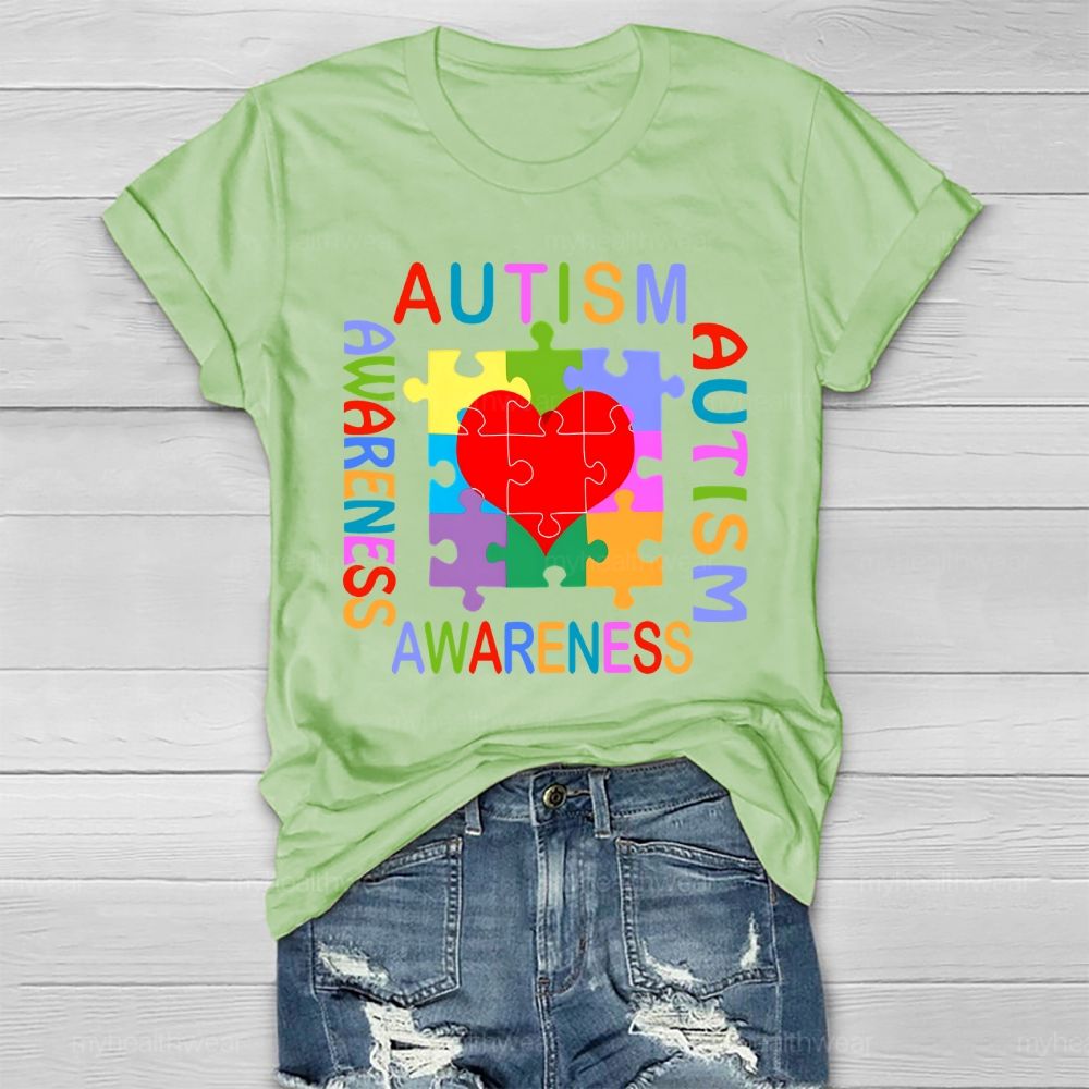 Autism Awareness Heart Puzzle Healthwear T-shirt
