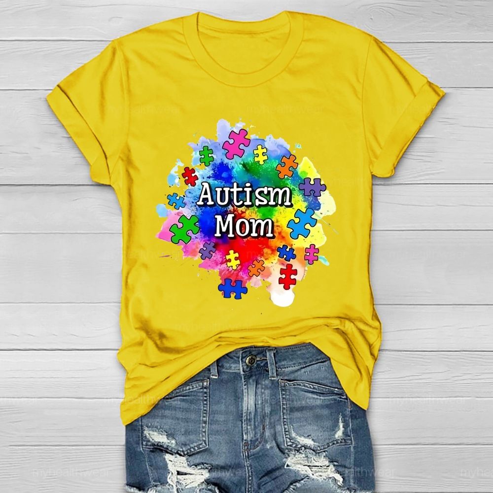 Autism Mom Colorful Puzzle Healthwear T-shirt