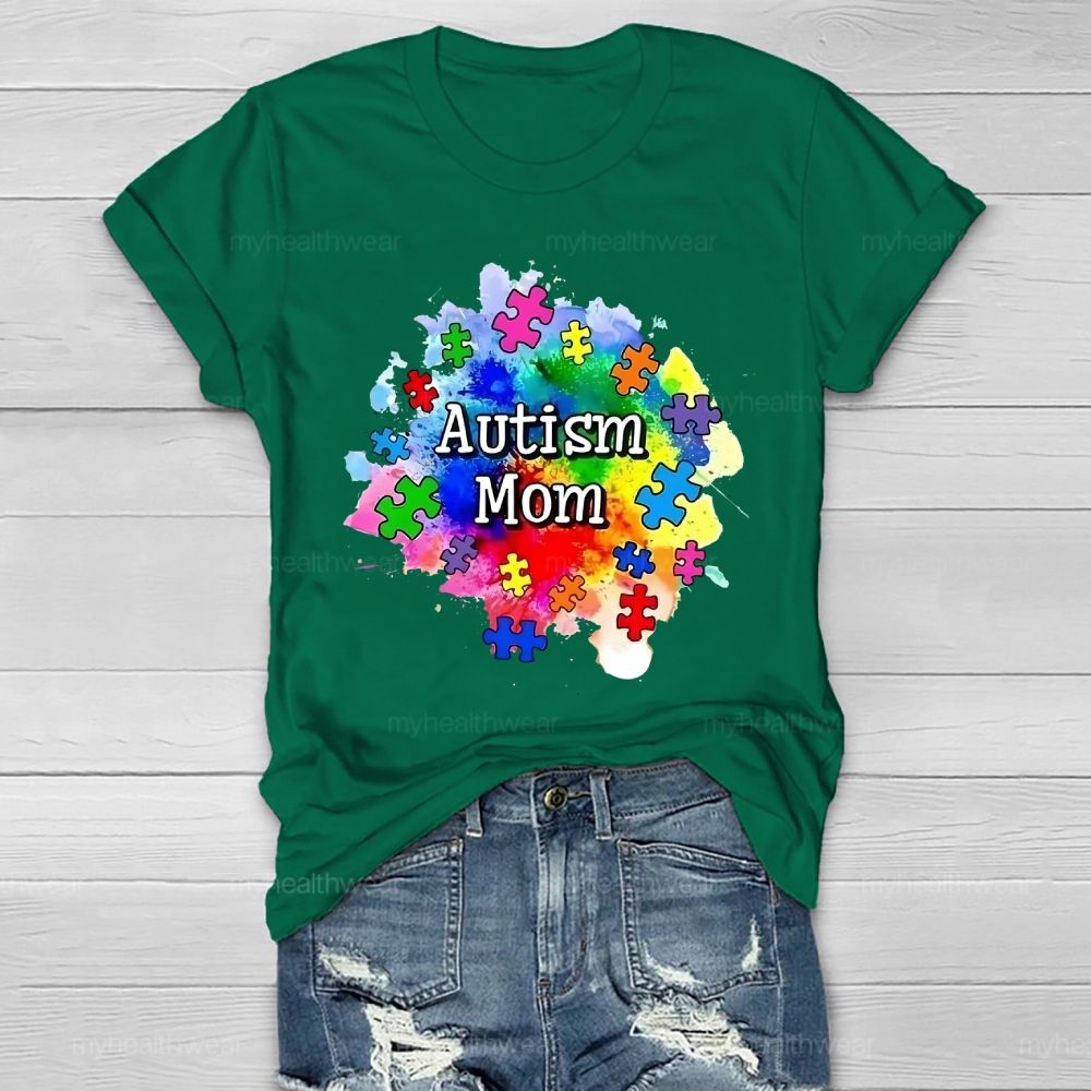 Autism Mom Colorful Puzzle Healthwear T-shirt