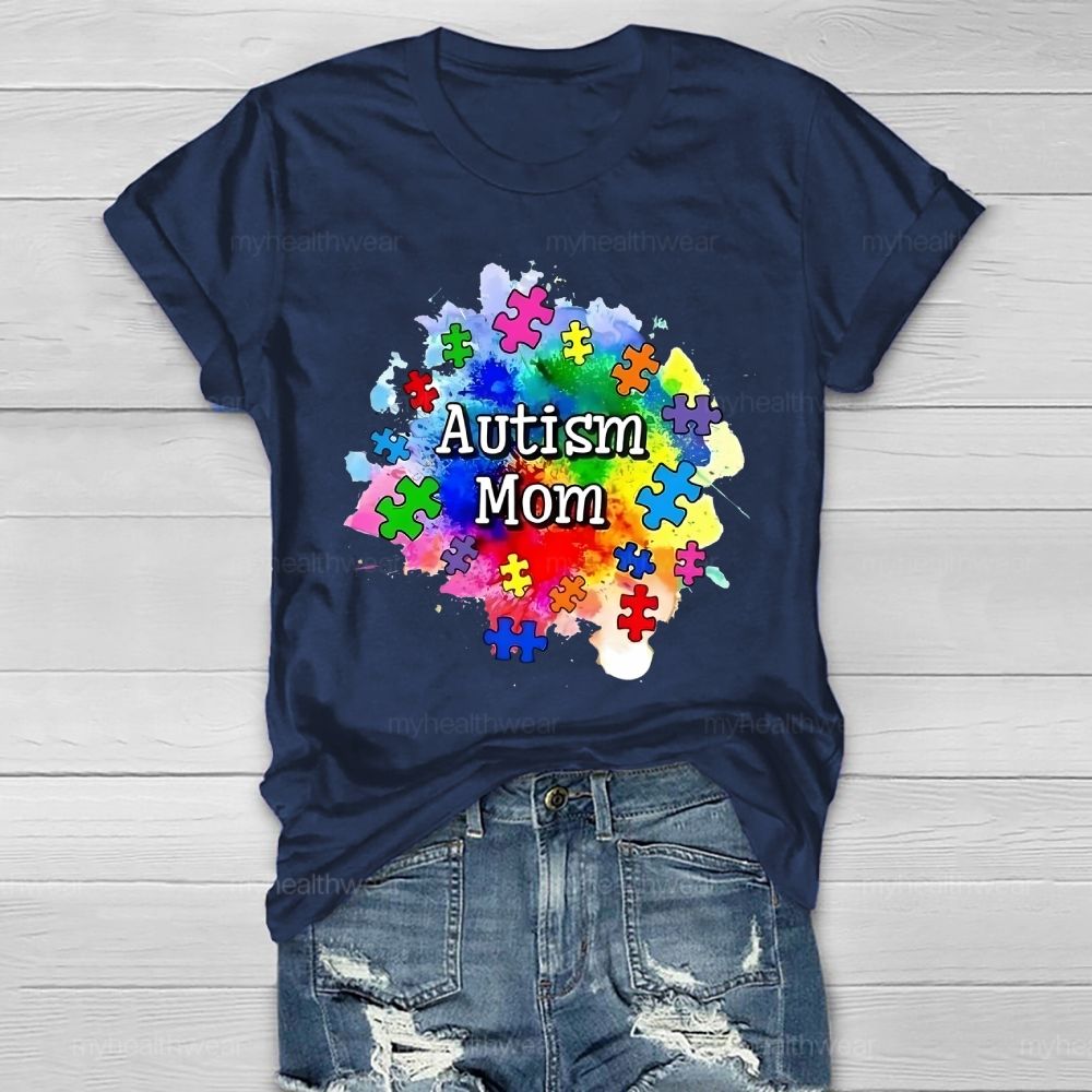 Autism Mom Colorful Puzzle Healthwear T-shirt