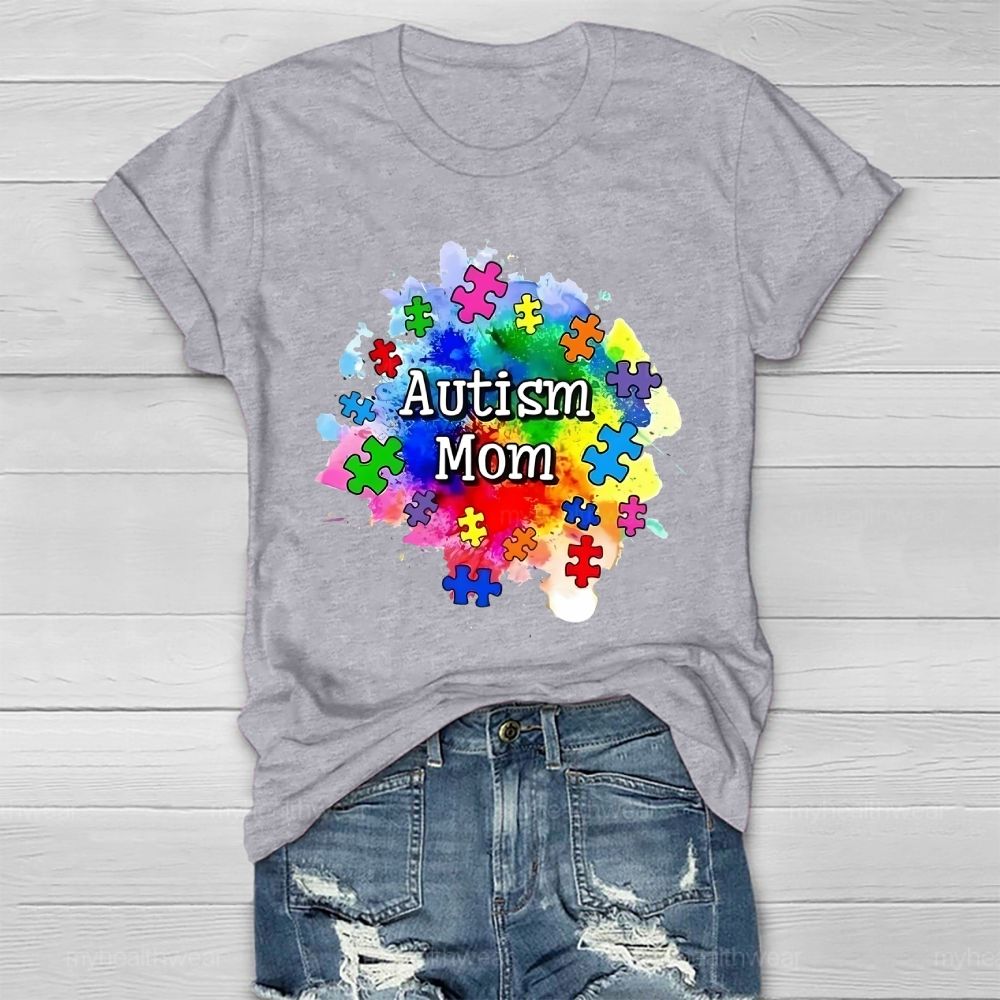 Autism Mom Colorful Puzzle Healthwear T-shirt