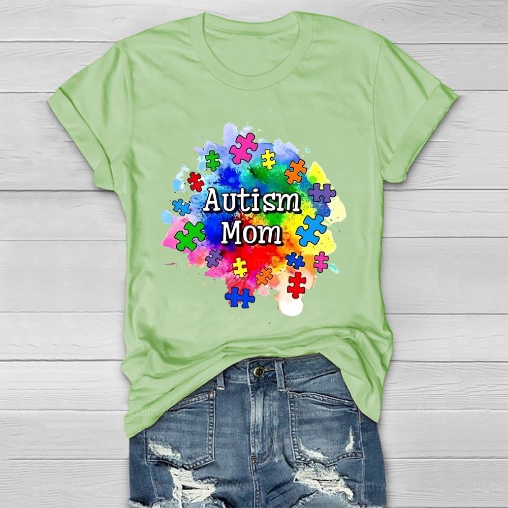 Autism Mom Colorful Puzzle Healthwear T-shirt