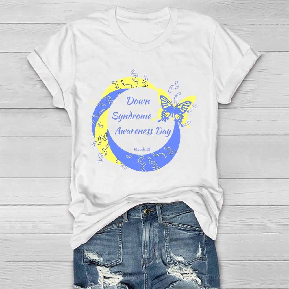 Down Syndrome Awareness Day 321 Butterfly Healthwear T-shirt