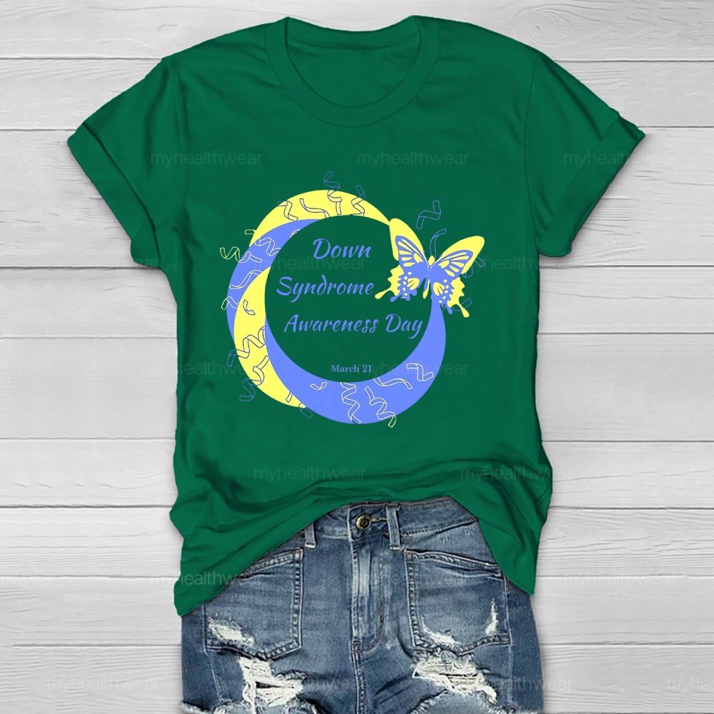 Down Syndrome Awareness Day 321 Butterfly Healthwear T-shirt
