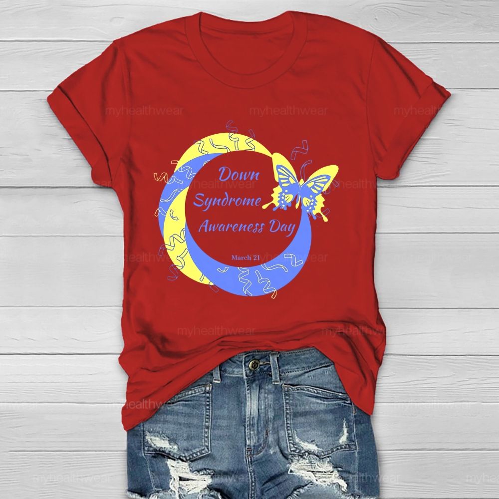 Down Syndrome Awareness Day 321 Butterfly Healthwear T-shirt