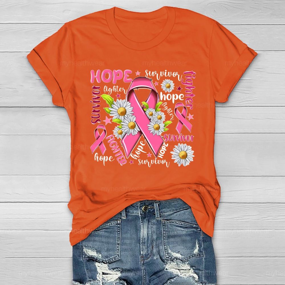 Hope Fighter Survivor Pink Ribbon Healthwear T-shirt