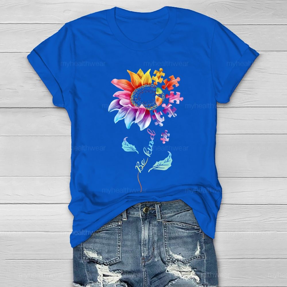 Be Kind Sunflower Puzzle Healthwear T-shirt