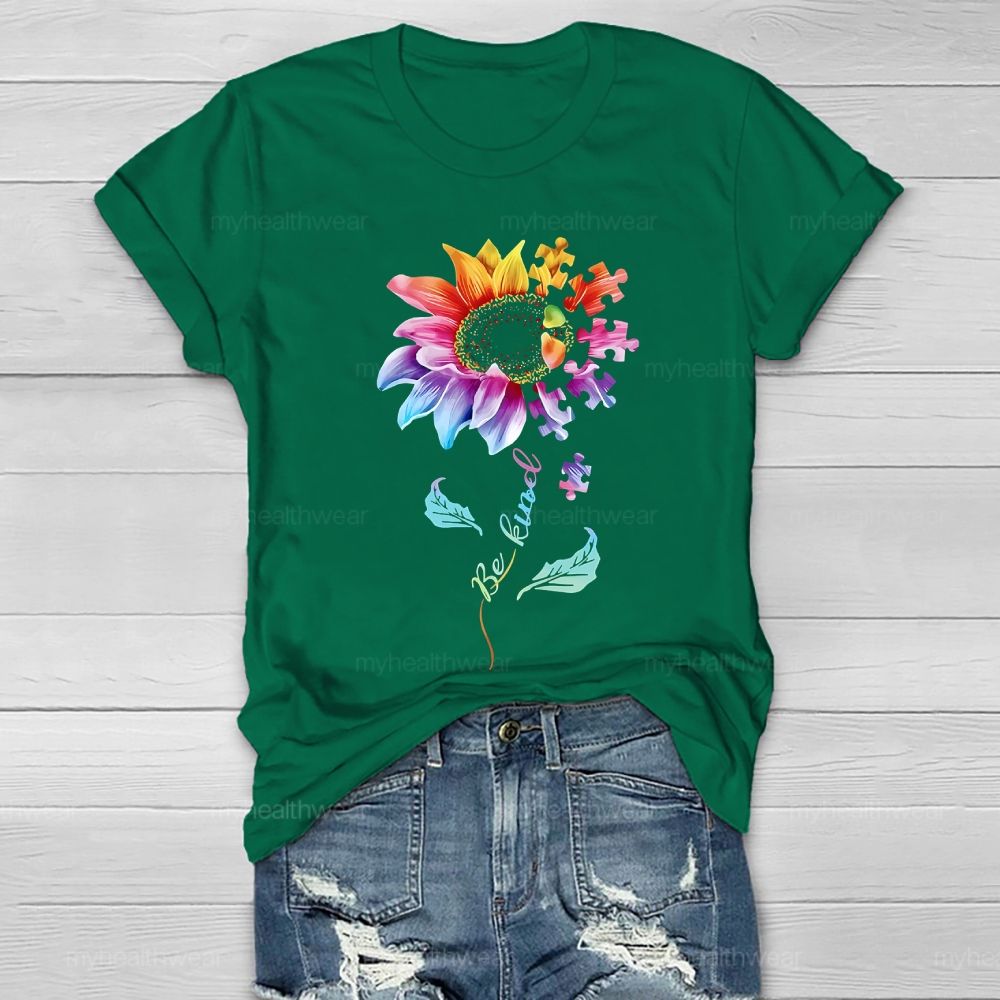 Be Kind Sunflower Puzzle Healthwear T-shirt