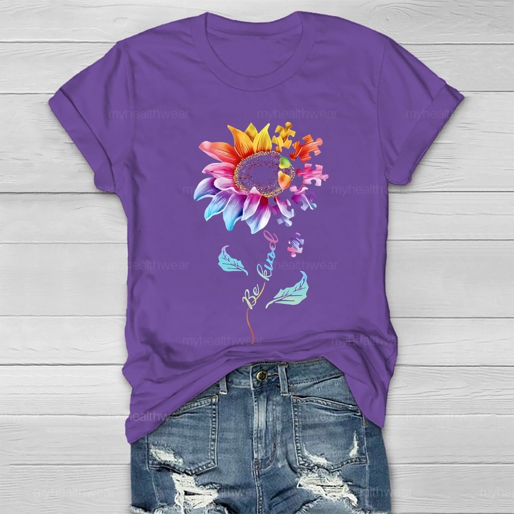 Be Kind Sunflower Puzzle Healthwear T-shirt
