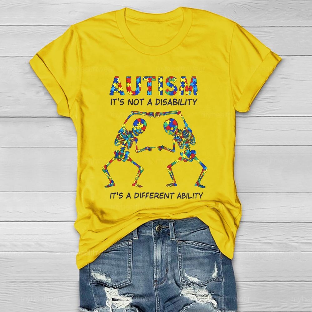 Autism It’s Not A Disability It’s A Different Ability Puzzle Skull Healthwear T-shirt