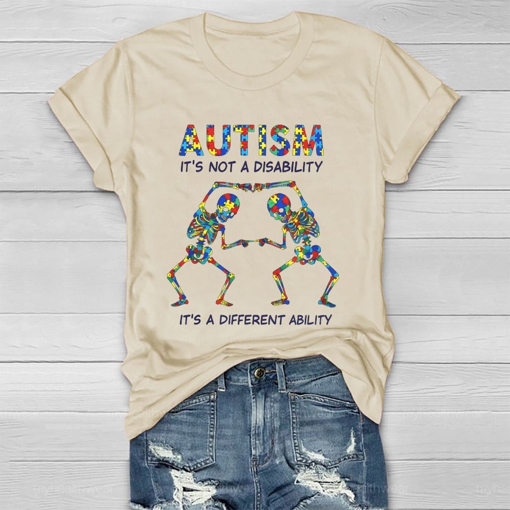 Autism It’s Not A Disability It’s A Different Ability Puzzle Skull Healthwear T-shirt