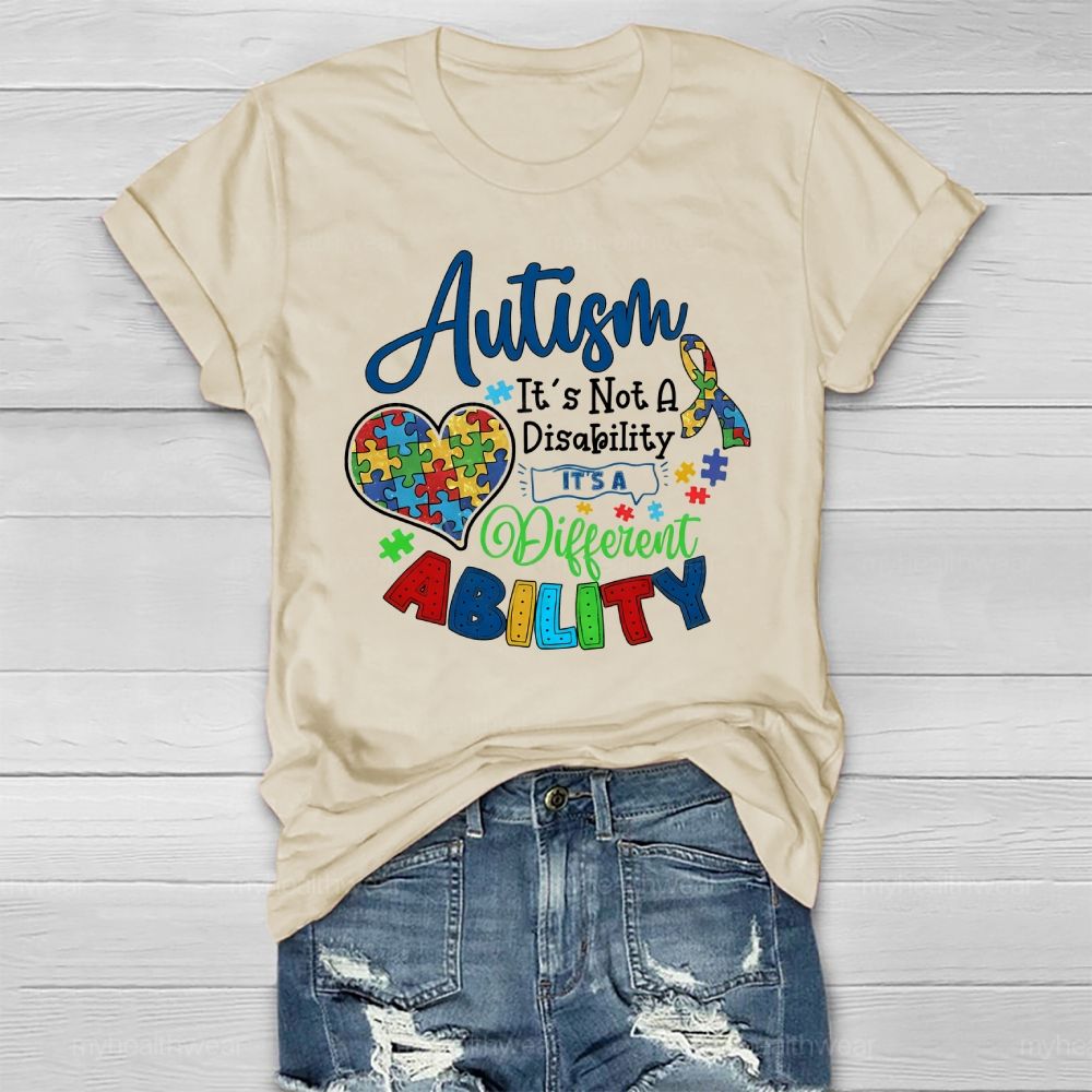 Autism It’s Not A Disability It’s A Different Ability Puzzle Piece Heart Healthwear T-shirt