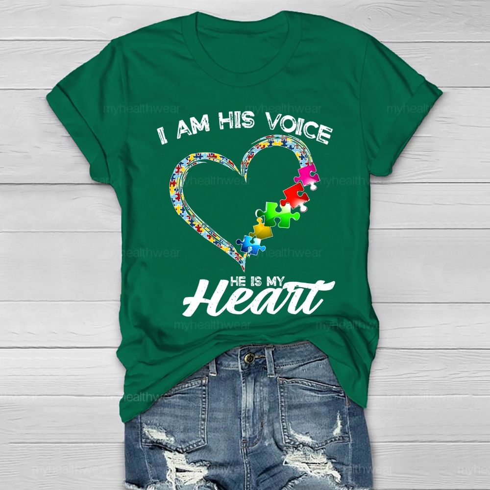 I Am His Voice He My Heart Autism Healthwear T-shirt