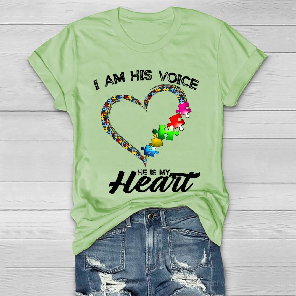 I Am His Voice He My Heart Autism Healthwear T-shirt