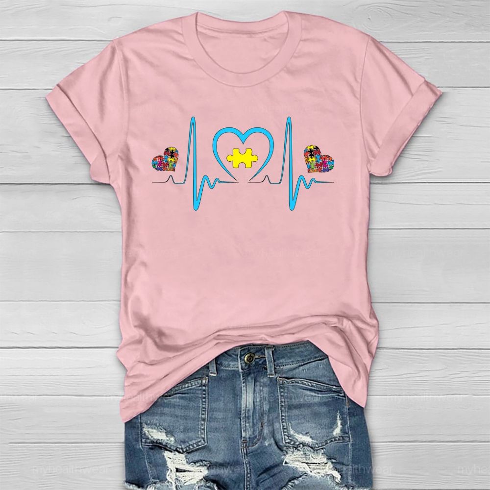 Autism Puzzle Heartbeat Healthwear T-shirt