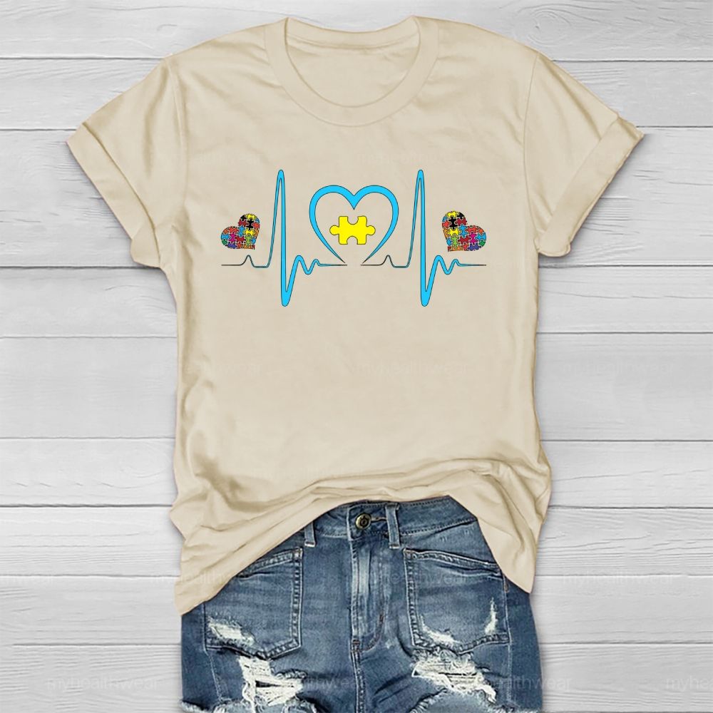 Autism Puzzle Heartbeat Healthwear T-shirt