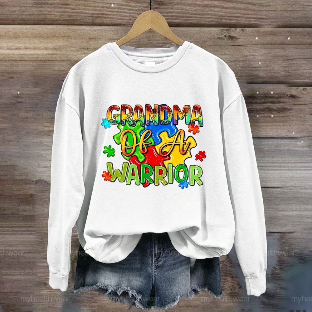 Grandma Of A Warrior Puzzle Pieces  Sweatshirt