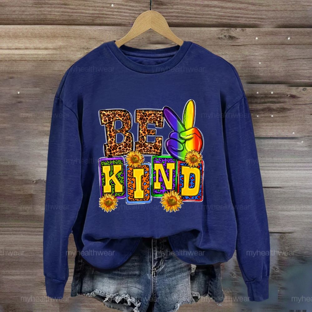 Be Kind Leopard Print Letters Sweatshirt