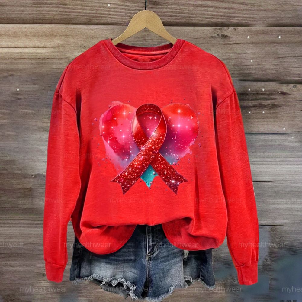 Red Ribbon Heart Sweatshirt