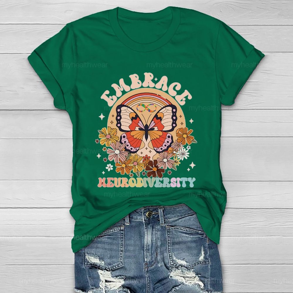 Embrace Neurodiversity Butterfly Healthwear T-shirt