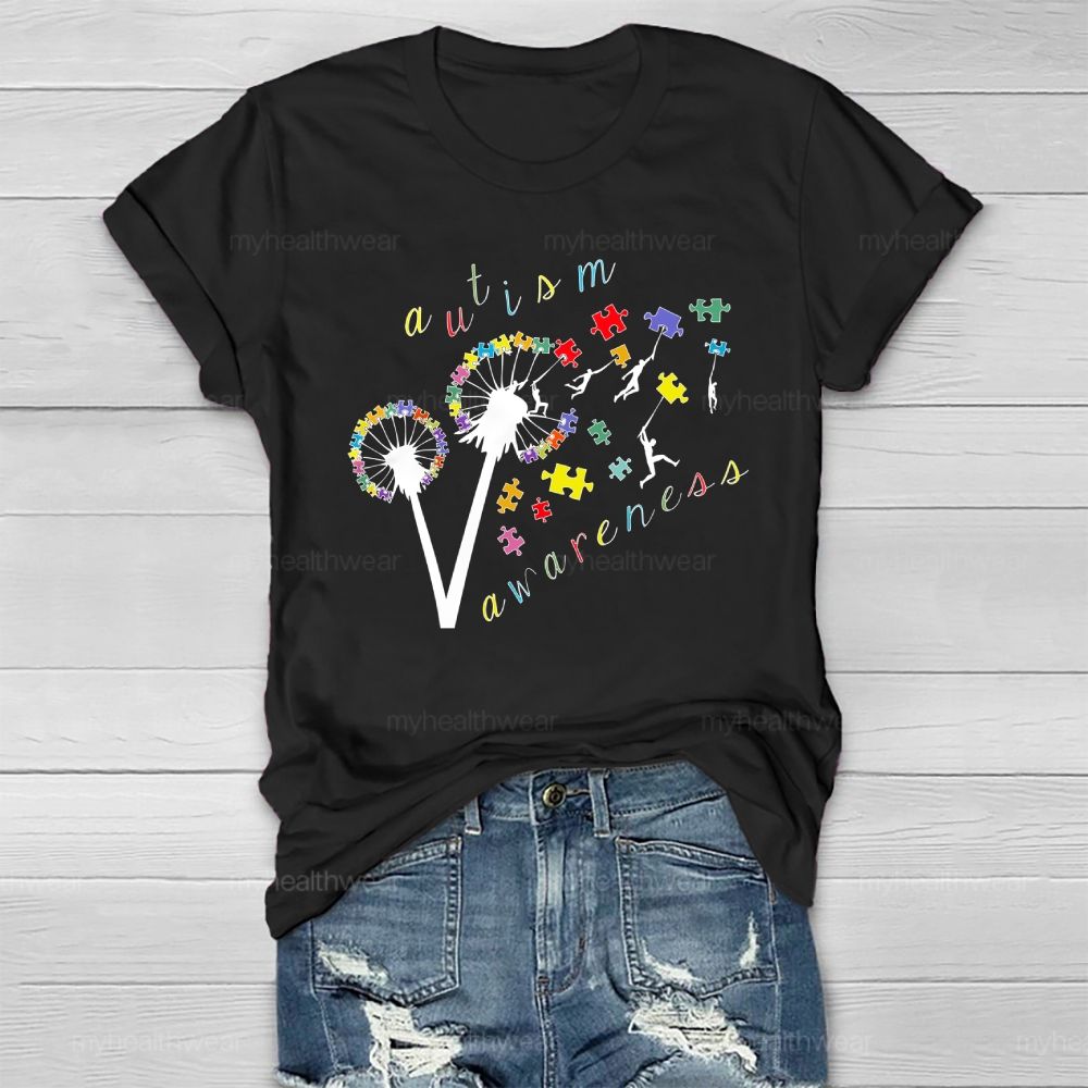 Autism Awareness Dandelion Puzzle Healthwear T-shirt