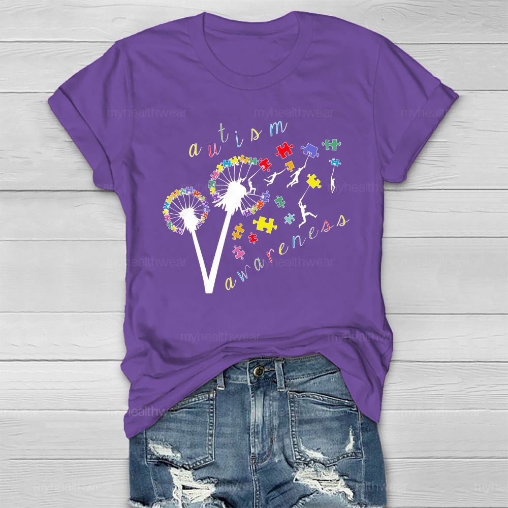 Autism Awareness Dandelion Puzzle Healthwear T-shirt