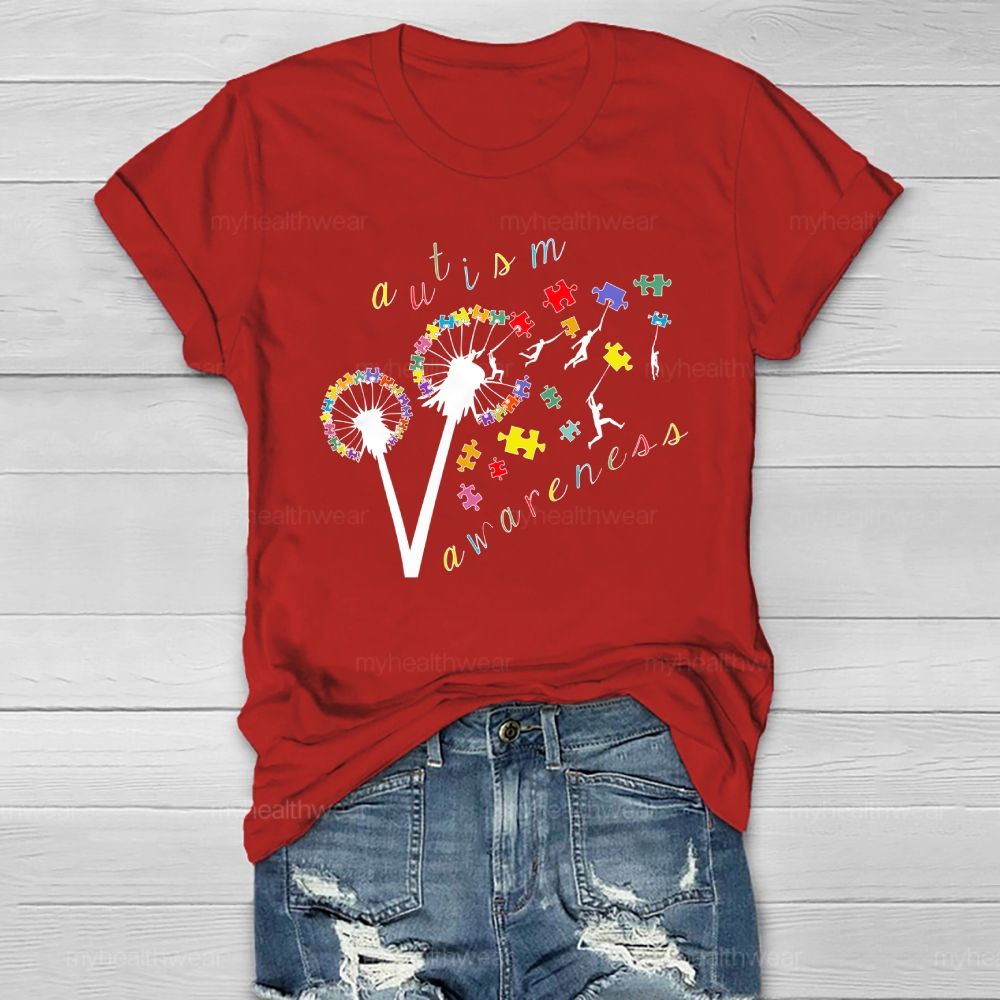 Autism Awareness Dandelion Puzzle Healthwear T-shirt