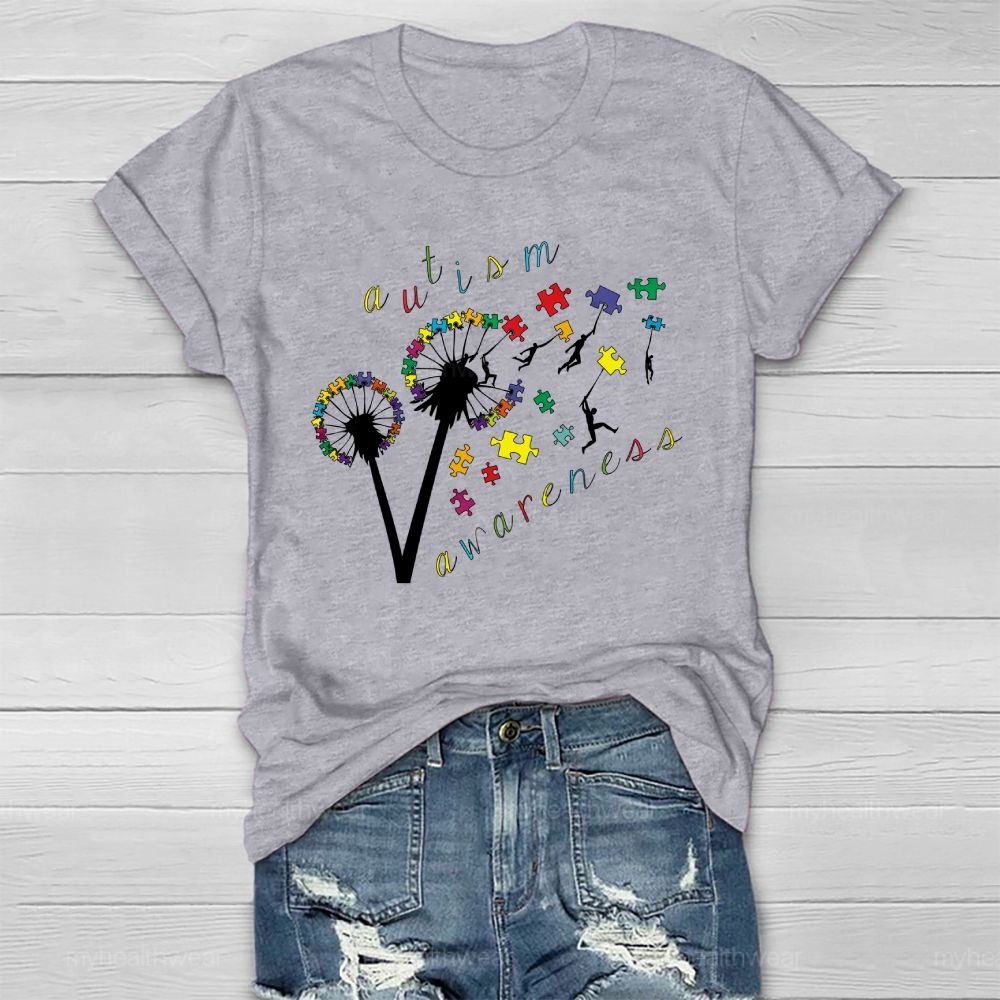 Autism Awareness Dandelion Puzzle Healthwear T-shirt